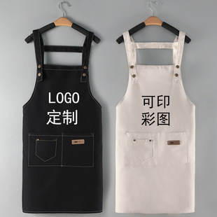 Canvas Apron Full Body Kitchen Cotton Apron Wholesale Apron Waist Strap Cooking Home Baking Shop Work Clothes Order Printing