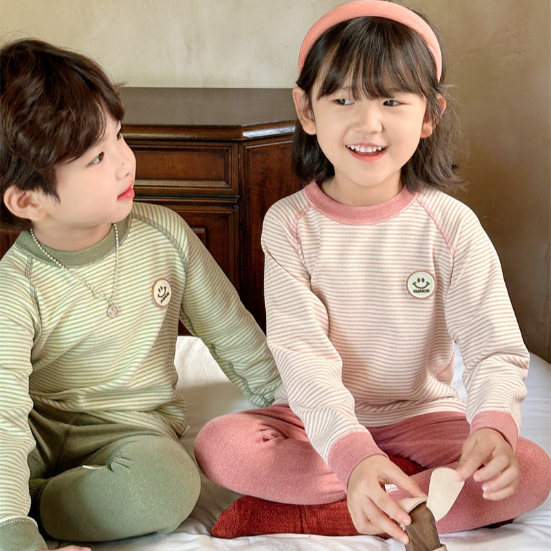 2024儿童秋冬季保暖高领长袖男童女童打底空调服宝宝睡衣套家居服