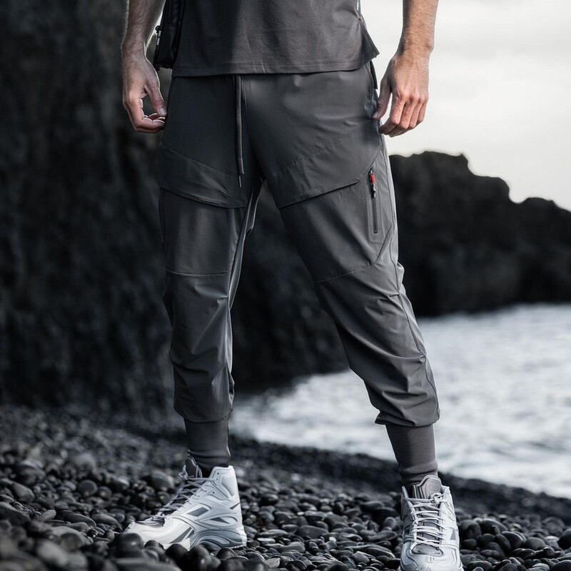 Spring Jogger Pants with Elastic Waistband, Casual Sweatpants, Cargo Style with Multiple Pockets, Suitable for Sports, Fitness, Jogging, Men's Uv Protection