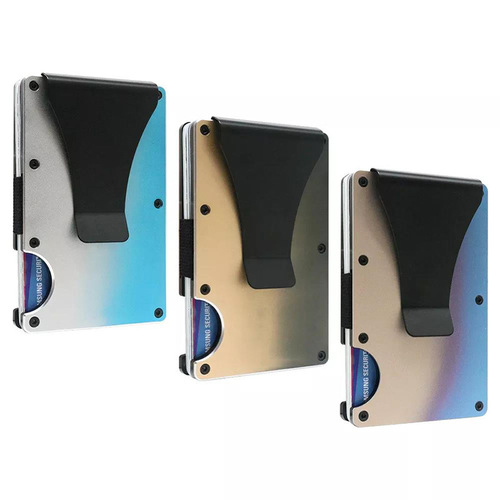 Factory Cross-border Exclusive New Color Gradient Metal RFID Men's Ultra-Thin Aluminum Alloy Card Holder Card Case