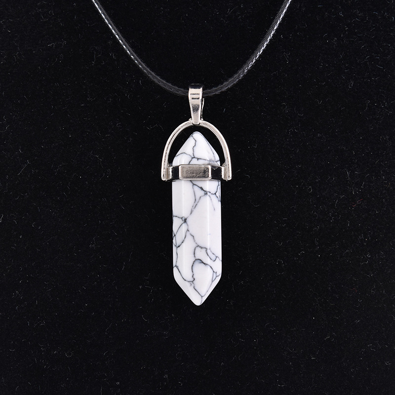 Cristal natural ágata columna hexagonal colgante diamante bala collar al por mayor cuarzo punto colgante