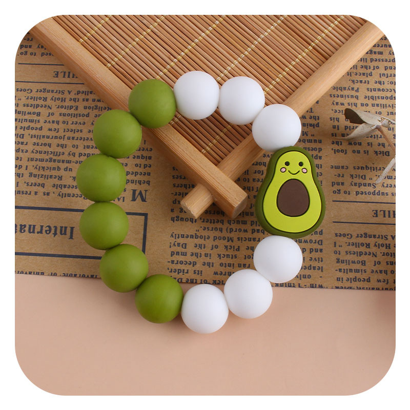 Nuevo DIY creativo de dibujos animados de silicona juguete bebé animal de dibujos animados aguacate pulsera de silicona teether stick