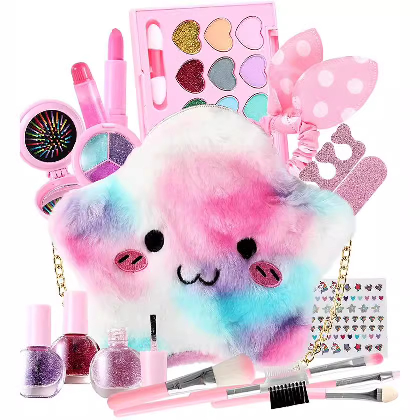 Amazon Girls' Makeup Toys Children's Beauty Nail Polish Lipstick Nail Art Pretend Play Backpack Set in Stock
