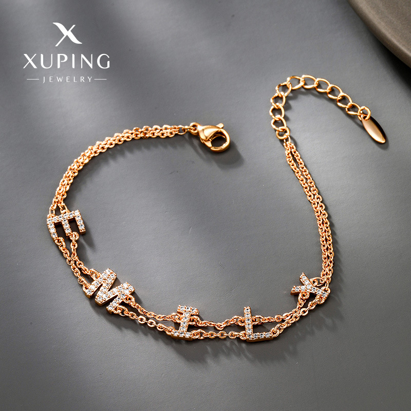 Pulsera doble con letras – joyería femenina de moda estilo europeo al por mayor