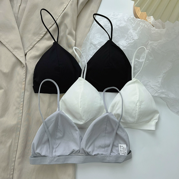 Thin underwear, summer wireless bra for students, french style, thin strap, beautiful back