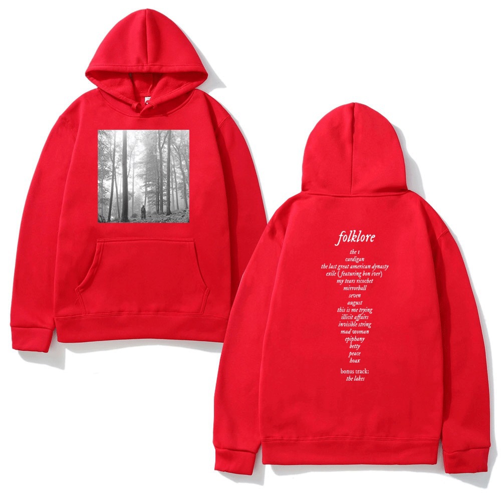 Taylor Pullover Music Album Folklore Print Hooded Sweatshirt