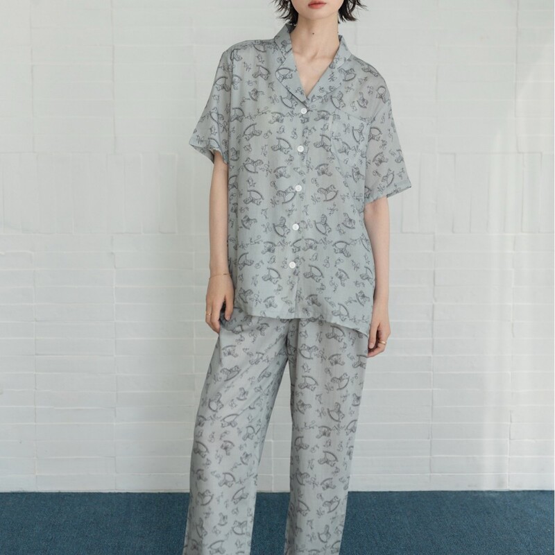 Lightweight and Stylish Tencel Cotton/Brushed Cotton Solid Color Classic Short-Sleeve Long-Sleeve Long-Pants Men's and Women's Set Couple's Pajamas