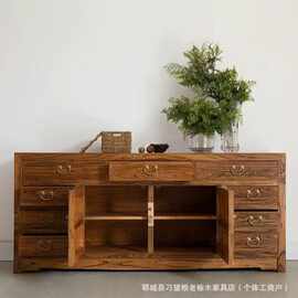 老榆木餐边柜现代简约实木餐厅家具茶水柜新中式家具储物柜