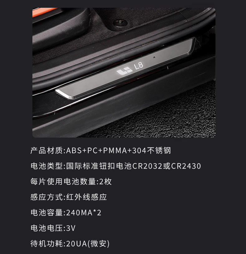 Suitable for Ideal L6L7L8L9 Cars, Illuminated Door Sill Strips, Welcome Pedals, Led Wireless Sensor, New Style