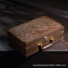 万马奔腾茶叶礼品盒皮革铁角2罐装马年送礼礼品盒马年礼品盒