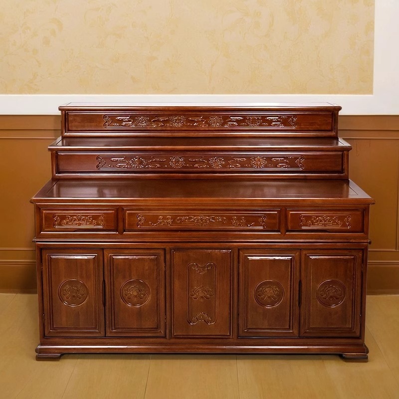 Xizang-Style Central Hall Altar, Buddhist Shrine, Household Three-Tiered Altar, Solid Wood Stepped Altar, Shrine, Buddhist Cabinet, Incense Table