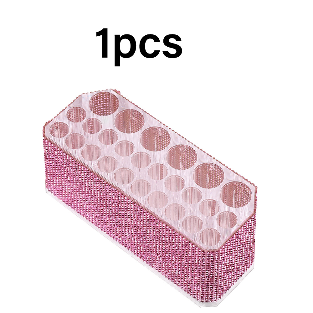 Diamantes de lujo acrílico 26 agujeros estante de lápiz de maquillaje agujeros grandes lápiz de ceja transparente lápiz de ojos delineador caja de almacenamiento de acabado estante de exhibición