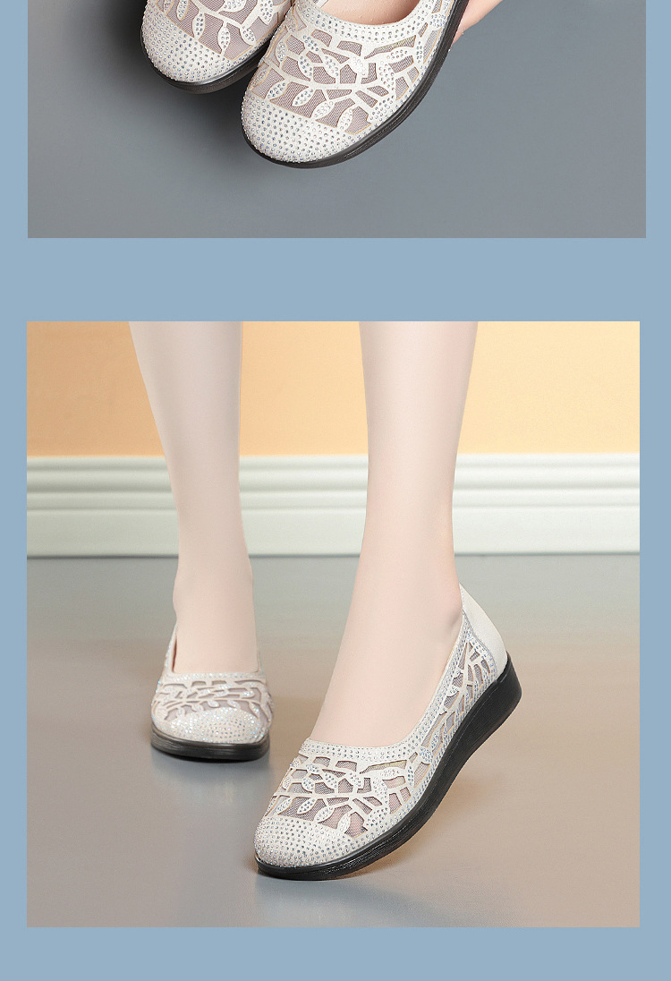 Giày sandal nữ lưới hở mũi đế bệt cao su mềm — màu be chi tiết 11