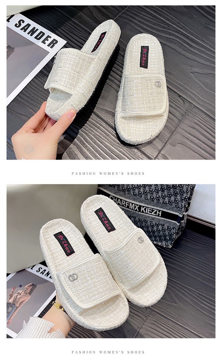 Women's Thick-soled Casual Velcro Slippers For Summer Wear_voghion.com