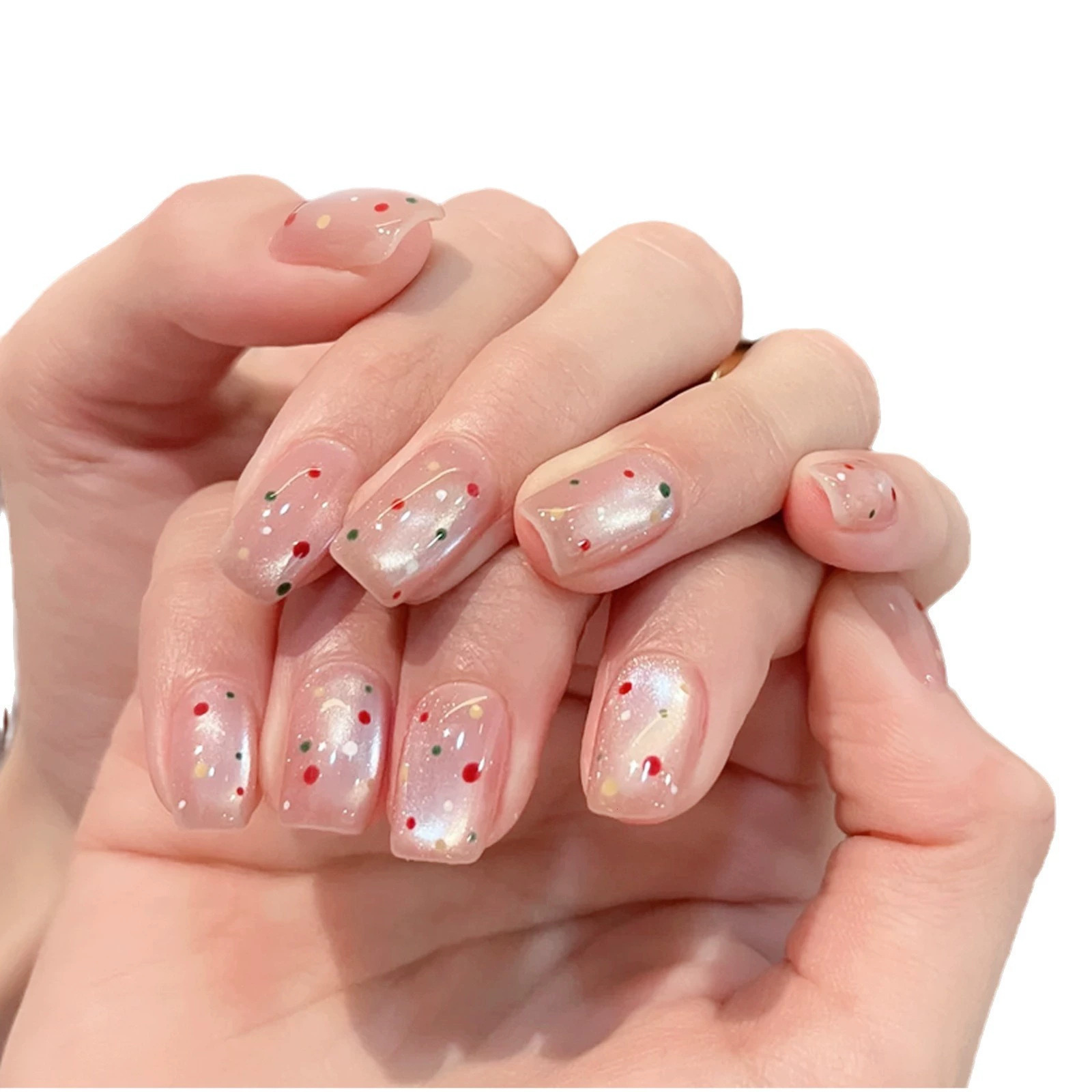 Gato Eye Advanced Wearing Armor pintado a mano niña pinta lunares dopamina lindo y dulce parche de uñas terminado