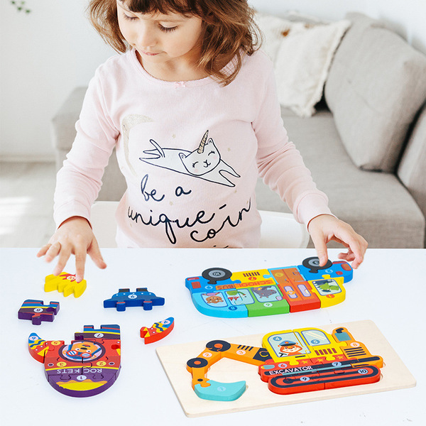 Wooden cognitive three dimensional brainteaser