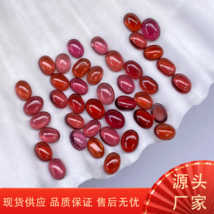 Natural garnet ring oval flat plain egg diy inlaid earring necklace with stone color beautiful