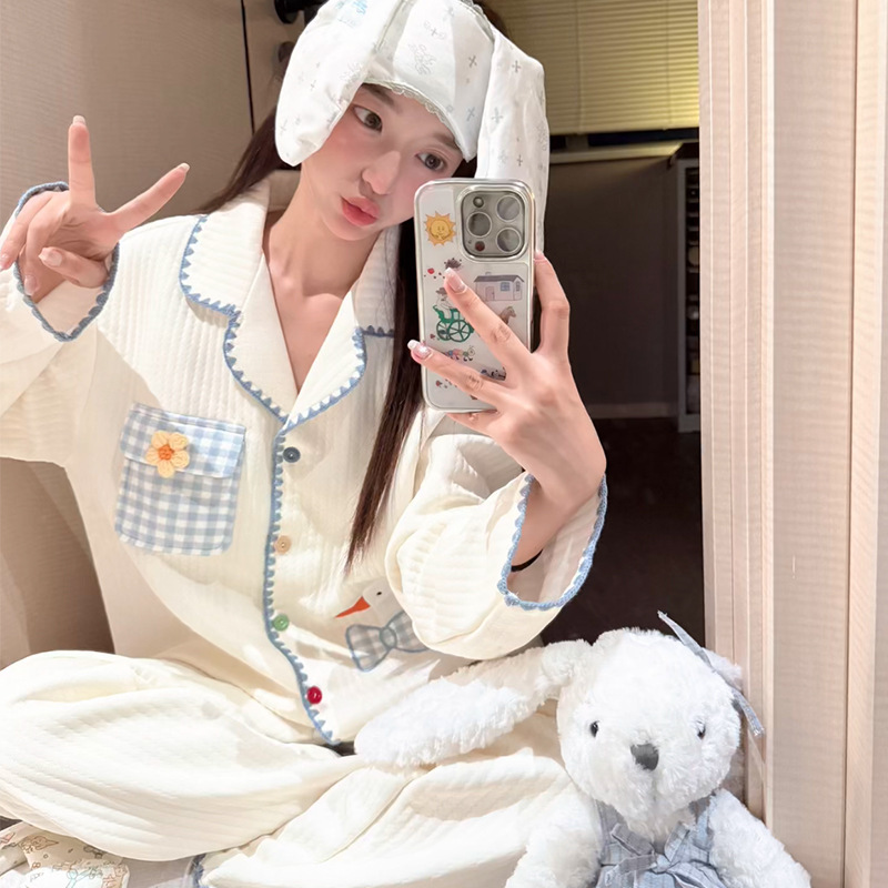 秋冬睡衣女空气棉冬季保暖2025新款加厚家居服春秋女款居家服套装|undefined