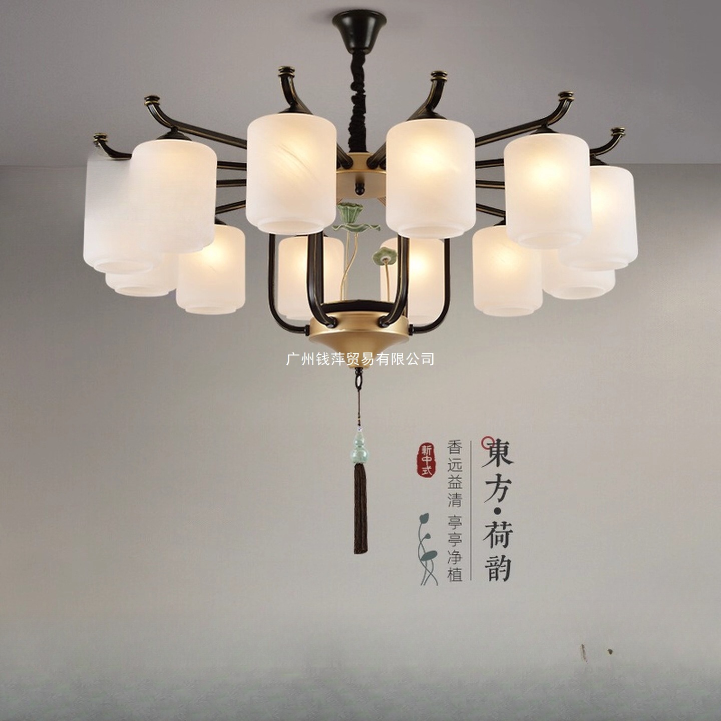 新中式吊灯客厅灯中国风茶室荷花灯复古包厢餐厅饭店中式灯具大全