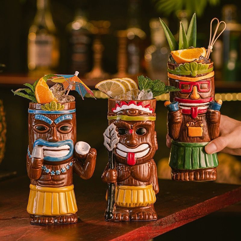 Estilo extraño Hawaiian Tiki Cup Tiki Cup Cocktail Glass Glass Ceramic Frosted Glass Drinking Glass Ideas