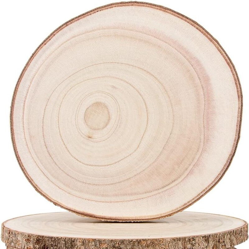 Log Chips, Annual Rings, Wood Chips, Round Wood Chips, Handmade DIY Drawing Board, Crafts Base, Ready-Made Paulownia Wood Tray