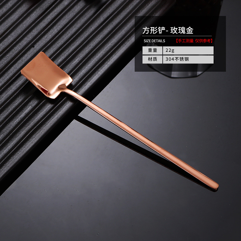 304 mango largo de acero inoxidable Cabeza Cuadrada cuchara pala bar creativo cuchara de hielo cuchara de mezcla de café del hogar cuchara de condimento