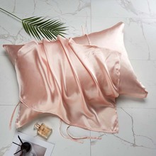 跨境亚马逊真丝枕巾防螨抗菌19姆米100%桑蚕丝美容丝绸枕头巾单人