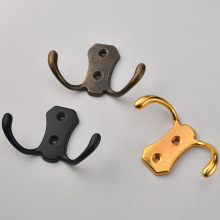 仿古 欧式黑色金属锌合金羊角小双钩试衣间衣帽杂物挂钩衣钩双钩