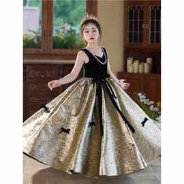 儿童钢琴生日走秀洋气主持人礼服裙女童奢小众演出服高端轻表公主