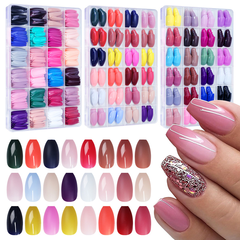 Amazon nail art 24 grid frosted square ballet wear nail fake nail nail piece suit custom collocation wholesale
