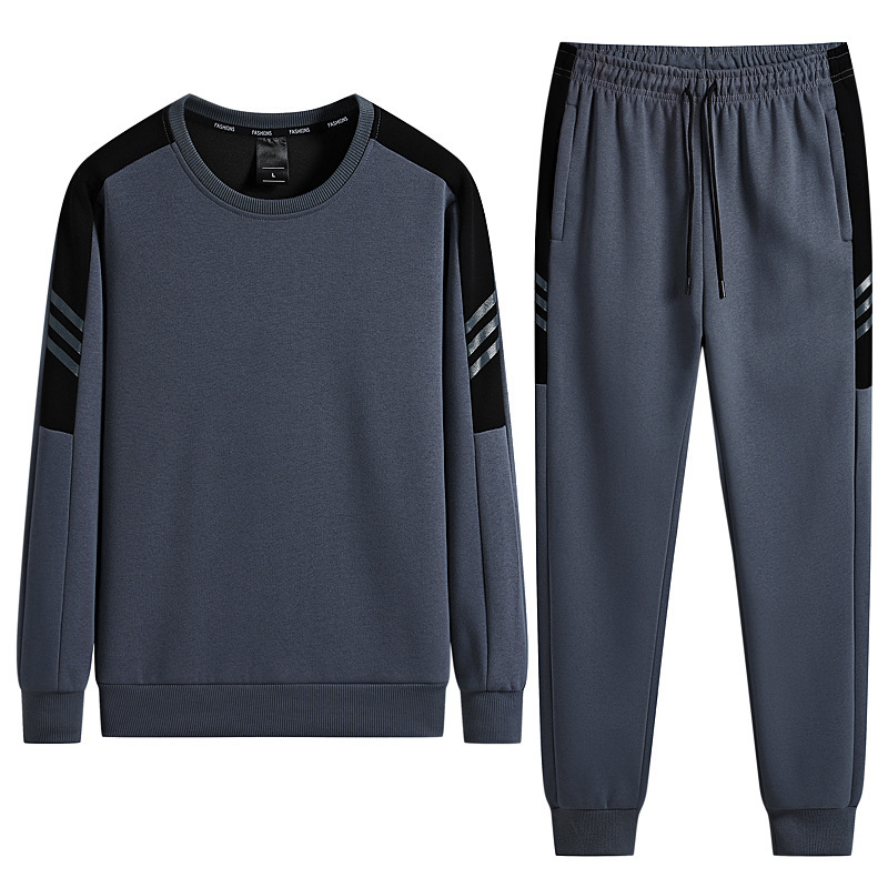 Nuevo otoño e invierno cuello redondo suéter casual conjunto deportivo para hombres y adolescentes moda suelta marca de moda traje de algodón