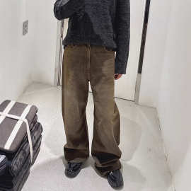 天花板版本现货M6家2024秋冬新款毛边牛仔裤OS宽松版型男女同款