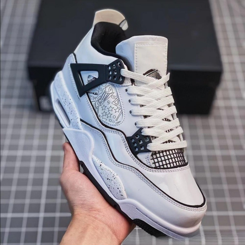 Pure original AJ4 White Sail White Black Racing Blue Thunderbolt Buckle Basketball Shoes Jordan 4 Thunder White Cement High-top Men's and Women's Sports Shoes Pure original AJ4 White Sail White Black Racing Blue Thunderbolt Buckle Basketball Shoes Jordan 4 Thunder White Cement High-top Men's and Women's Sports Shoes