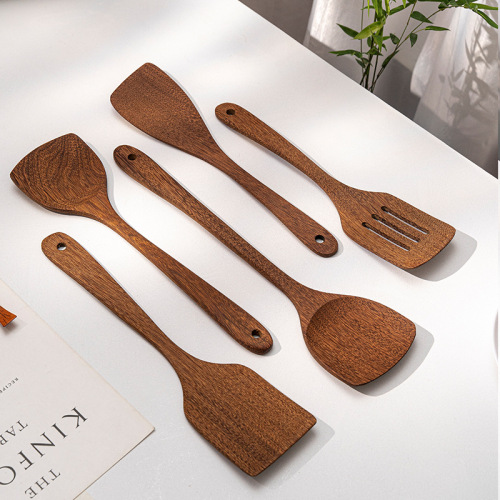 Unpainted chicken wing wooden spatula full set wooden spoon household non-stick cooking spatula wooden kitchenware set wholesale