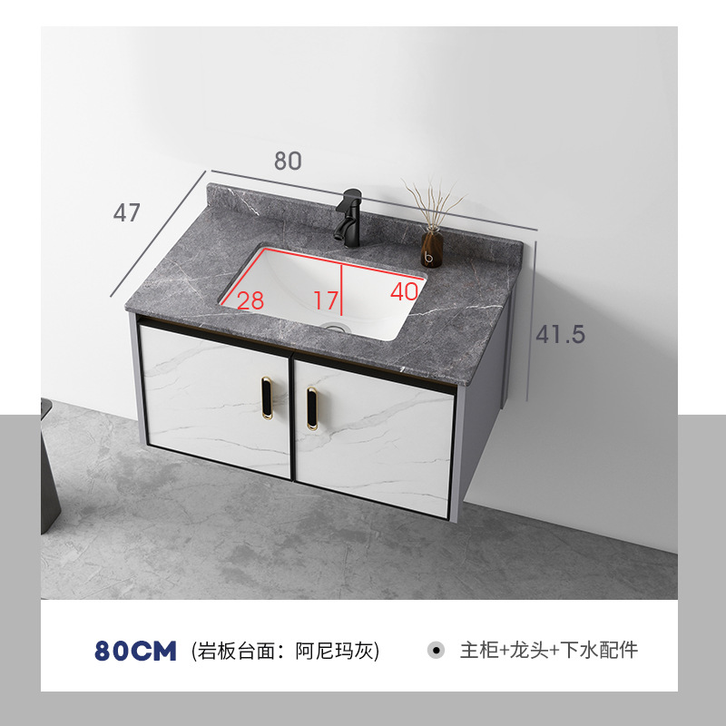 Blanco 80 doble puerta con placa de roca blanca + grifo