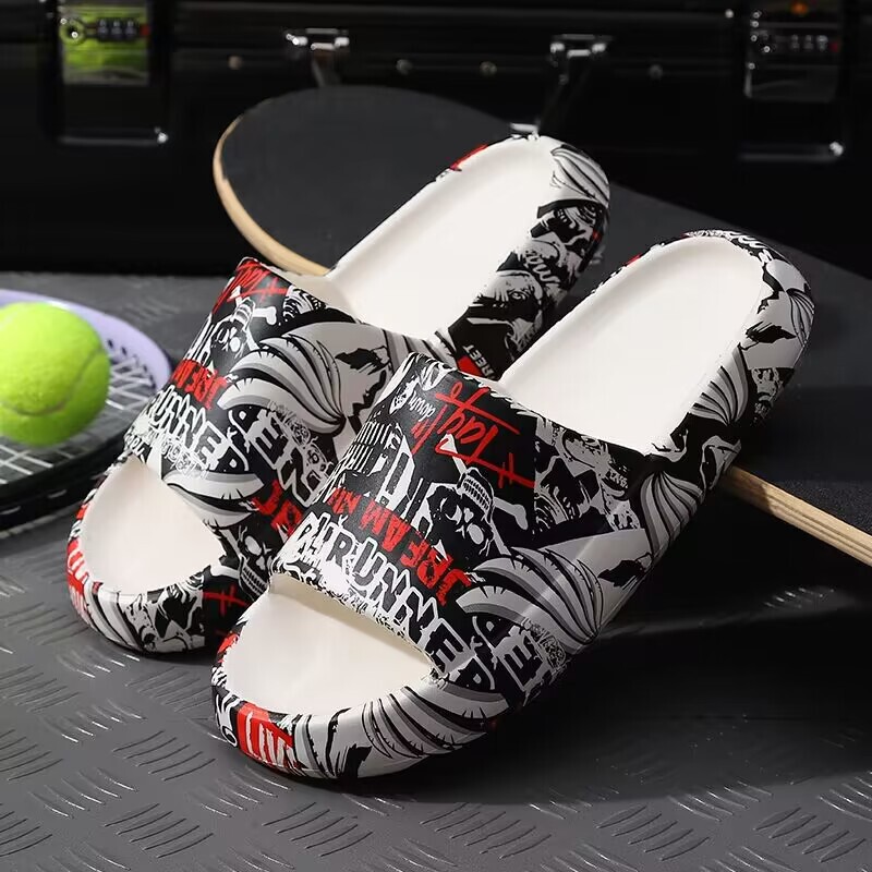 Slippers men's summer outdoor fashion one piece slippers home indoor bath non-slip platform couple slippers men