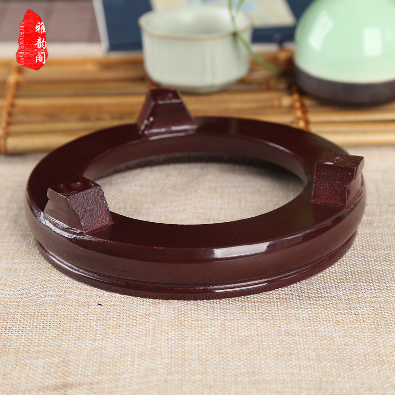 PK7J Large Gourd Base Stand Ornament Red Wooden Craft Art Tray Rack Hand-Nurtured Novelty Gourd Solid Wood