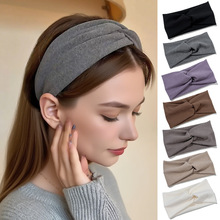 秋冬款韩国气质交叉宽边发带男女同款复古百搭日常外戴简约束发带