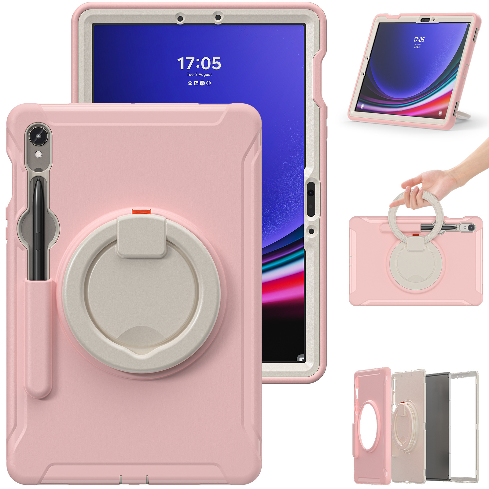 For Samsung Tab S10 /S9 Tablet Protective Cover TPU PC Ring A9Plus/S9/S8 Bracket Case