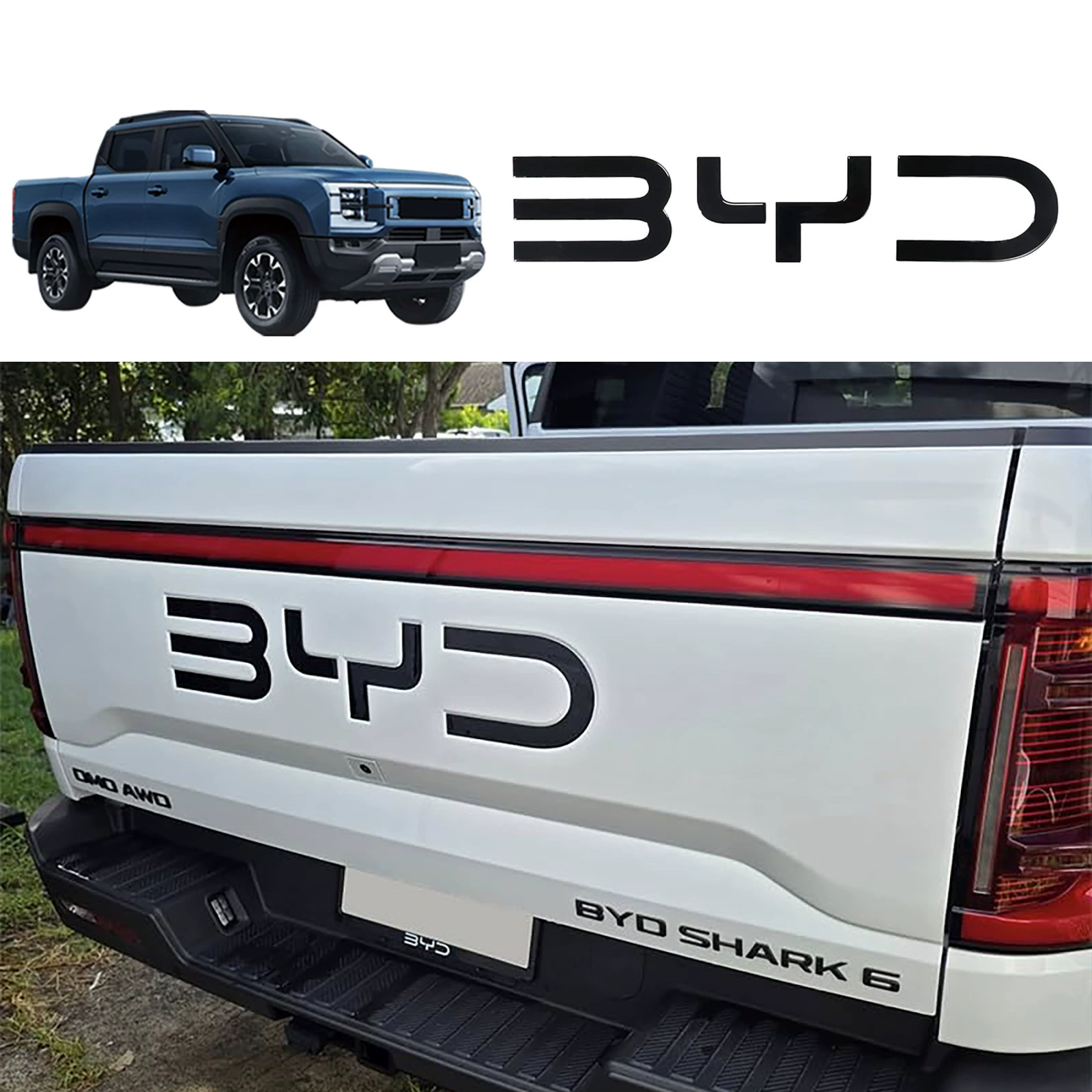 Подходит для автомобиля BYD Shark, черная модификация логотипа Shark 6, передний и задний логотип автомобиля, украшение Black Warrior, передний логотип автомобиля, задний хвостовой логотип