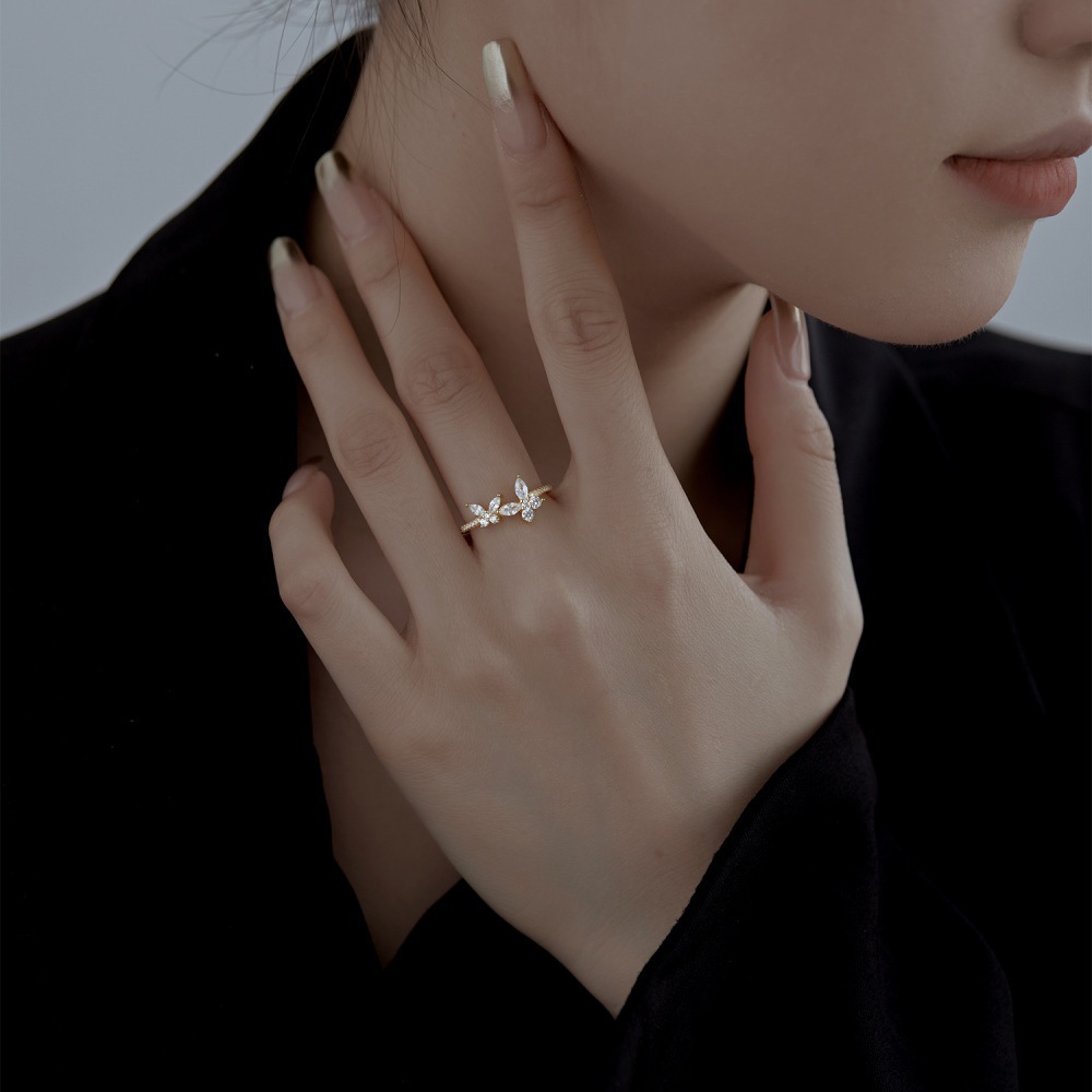 4g Weight Zircon Inlay Material Rings Classification 1 Piece Quantity Holiday, Daily Occasion 925 Sterling Silver Material U Shape, Insect Pattern Women's Gender Inlay Design Simple Style, Classic Style Style 925 Sterling Silver Zircon U Shape Insect Rings 8