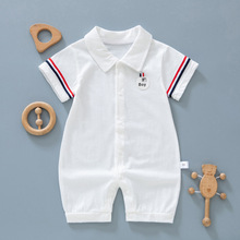 婴儿连体衣夏季薄款短袖新生儿衣服纯棉短袖哈衣06个月男宝宝夏装