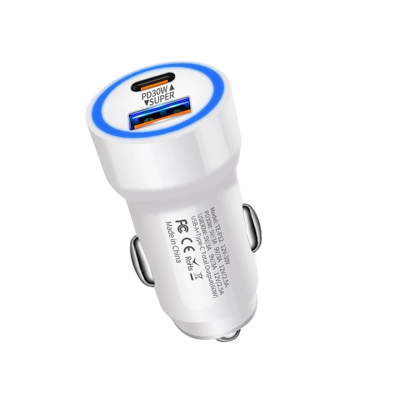 Car Charger Pd60W Fast Charging Cigarette Lighter One to Two Usb+Type C Transparent 60W Super Fast Charging Car Charger (Mobil şarj cihazları) - p12-white-excluding-packaging-box