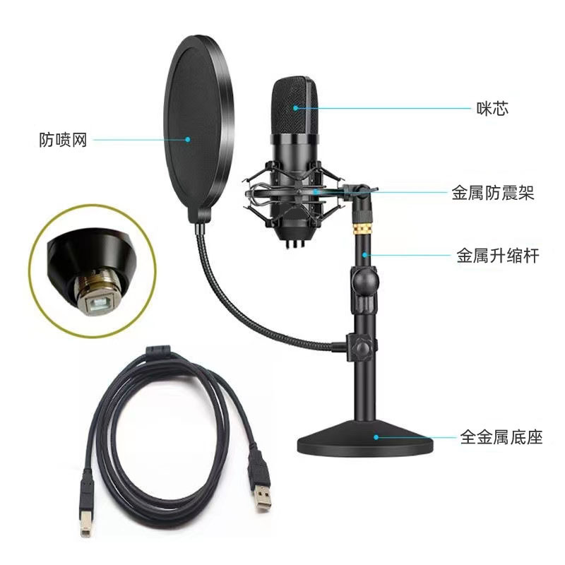 Micrófono USB 192K24Bit ordenador de escritorio micrófono ancla vivo karaoke grabación condensador micrófono