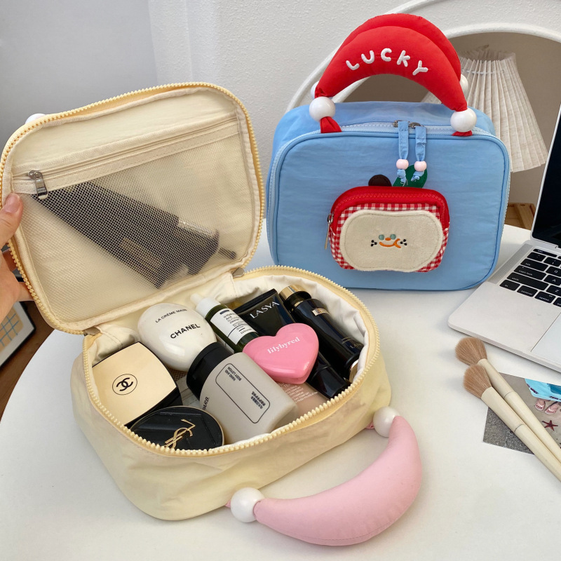 Apple ポータブル化粧品バッグ漫画女性のハイエンド大容量化粧品バッグポータブルトイレタリーバッグ層状旅行収納袋|undefined