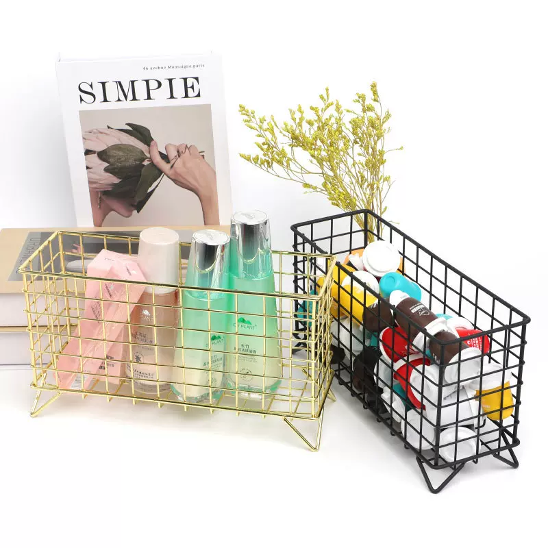 长方形咖啡胶囊收纳篮铁艺四脚收纳筐桌面杂物化妆用品铁艺收纳筐