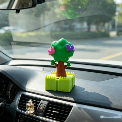 interior shake head decorations — Car ornaments - 5510cm-gross-weight-39g-squirrel-tree-with-packaging-double-sided-stickers