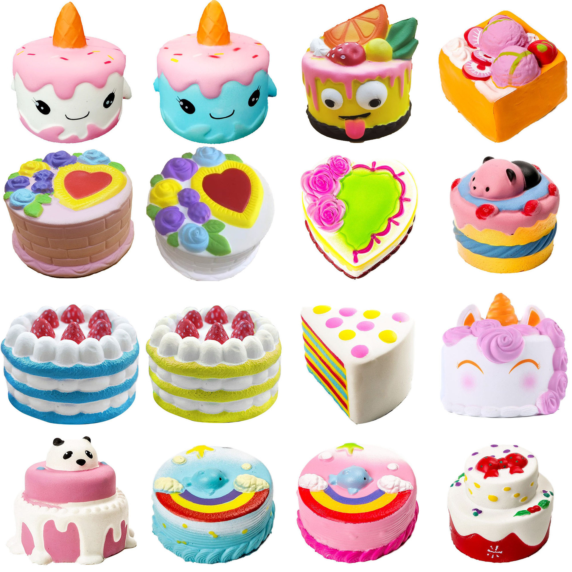 Squishy alimento simulado crema pastel de fresa comer jugar DIY húmedo suave rebote lento niños juguetes caseros pequeños