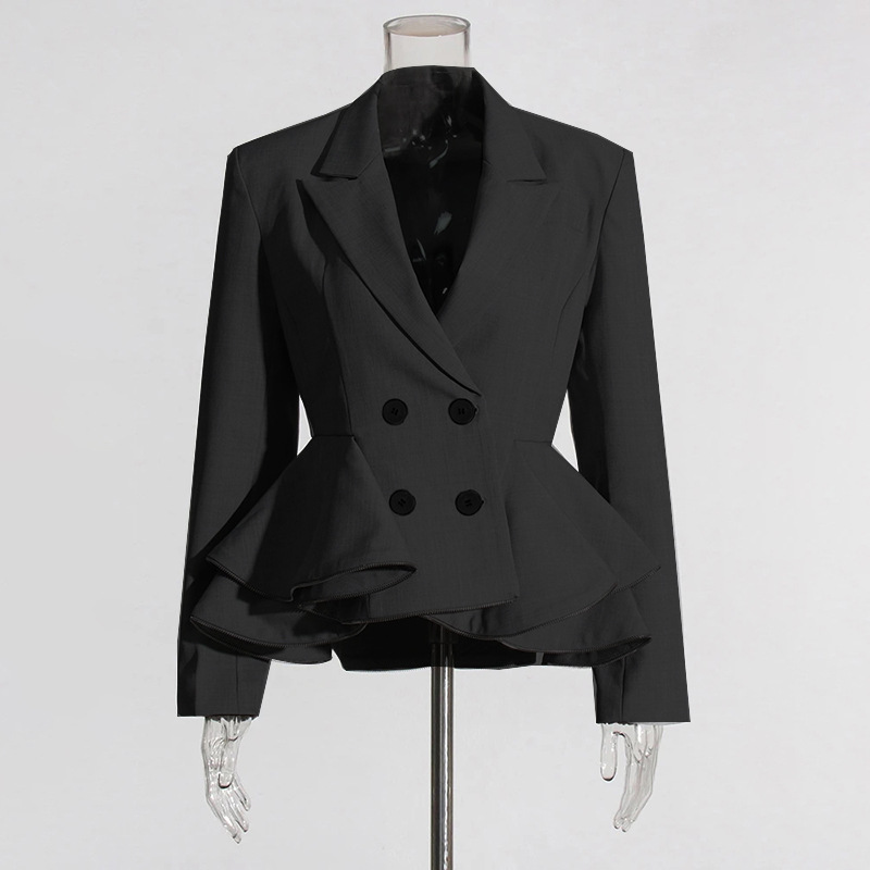 Elegant British-style Blazer 2026 Spring New Fashion Suit With Ruffled Collar And Long Sleeve Design For Women_ecoleips.com