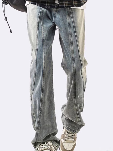 Straight-leg jeans for men, 2025 spring new arrival, American deconstructed design, washed, loose-fitting, slimming, slightly tapered, casual pants